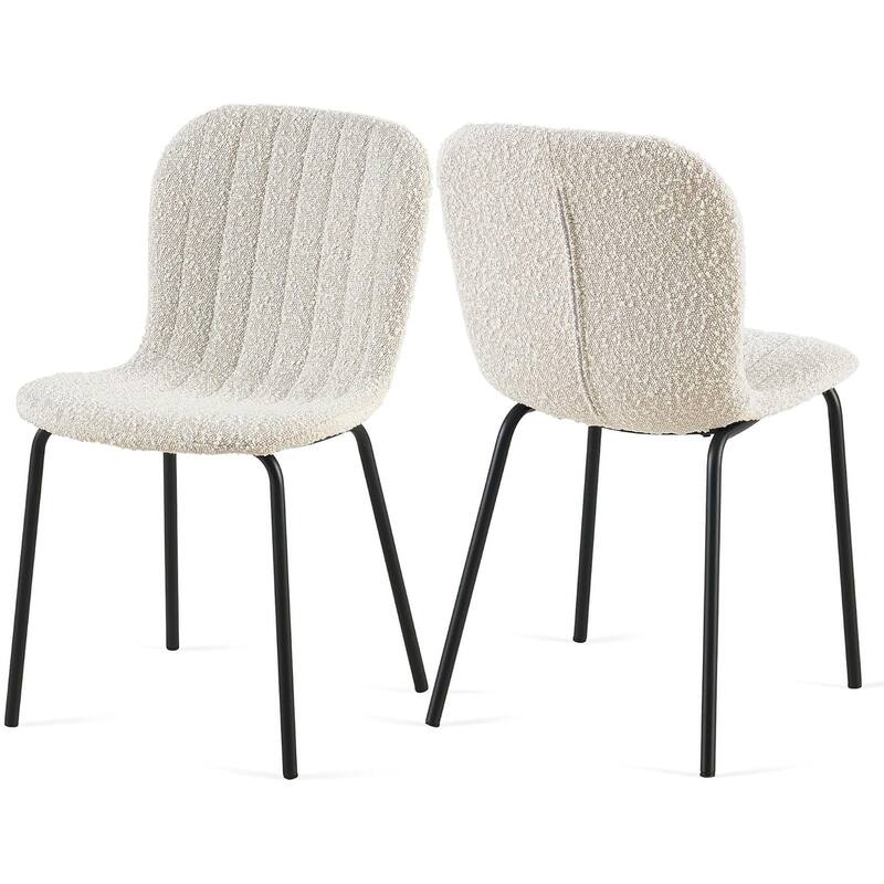 Howtai Upholstered Dining Chairs,Vintage PU Leather Accent Side Chairs - Set of 2 - Off White