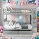 preview thumbnail 2 of 21, Modern Full over Full Bunk Bed with Storage and Two Drawers with wheels, Inclined Handrails, Upper High Guardrail