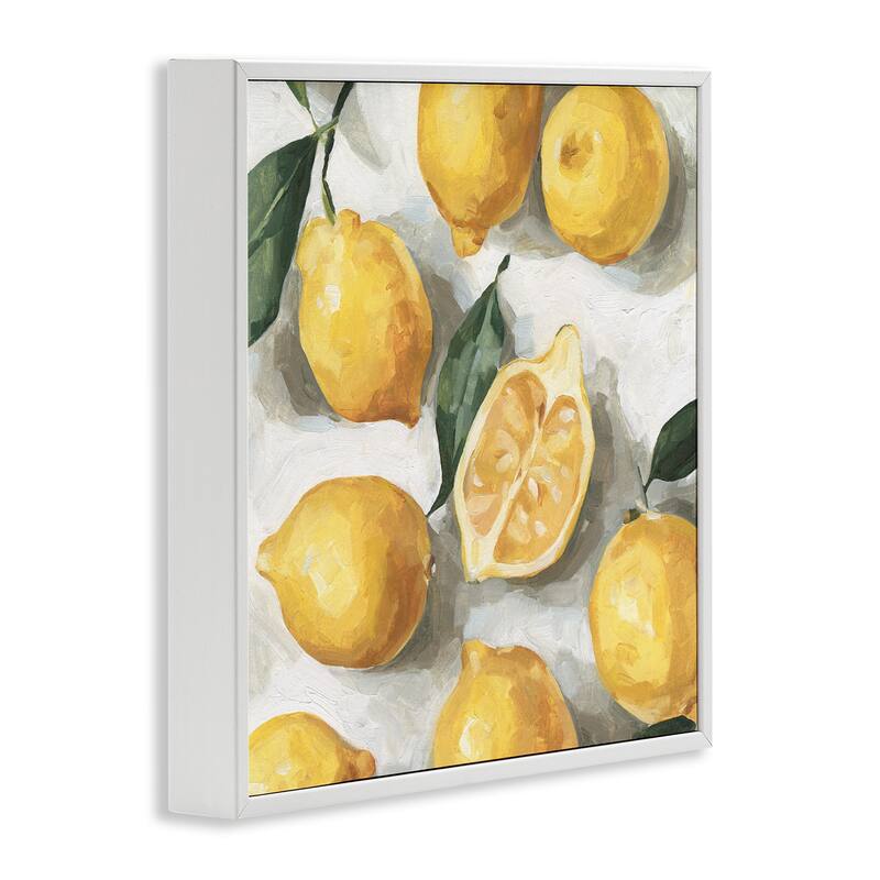 Stupell Soft Yellow Citrus Lemon Pile Over White Framed Wall Art, 12 x 12
