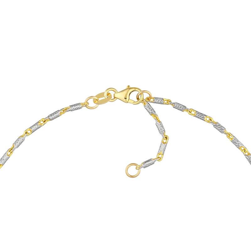 Curata 14k Two-tone Gold 10" 1.5mm Two tone Diamond-cut Lumacina Ankle Bracelet Anklet