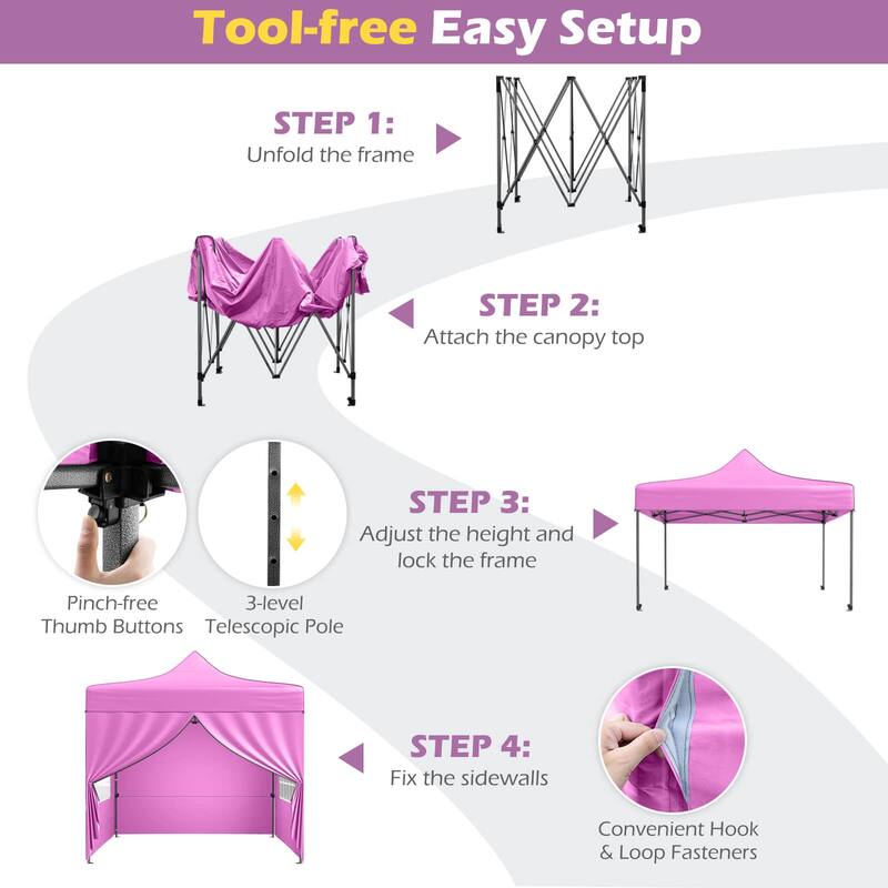 Costway 10 x 10 FT Pop up Canopy Tent with 4 Removable Sidewalls,