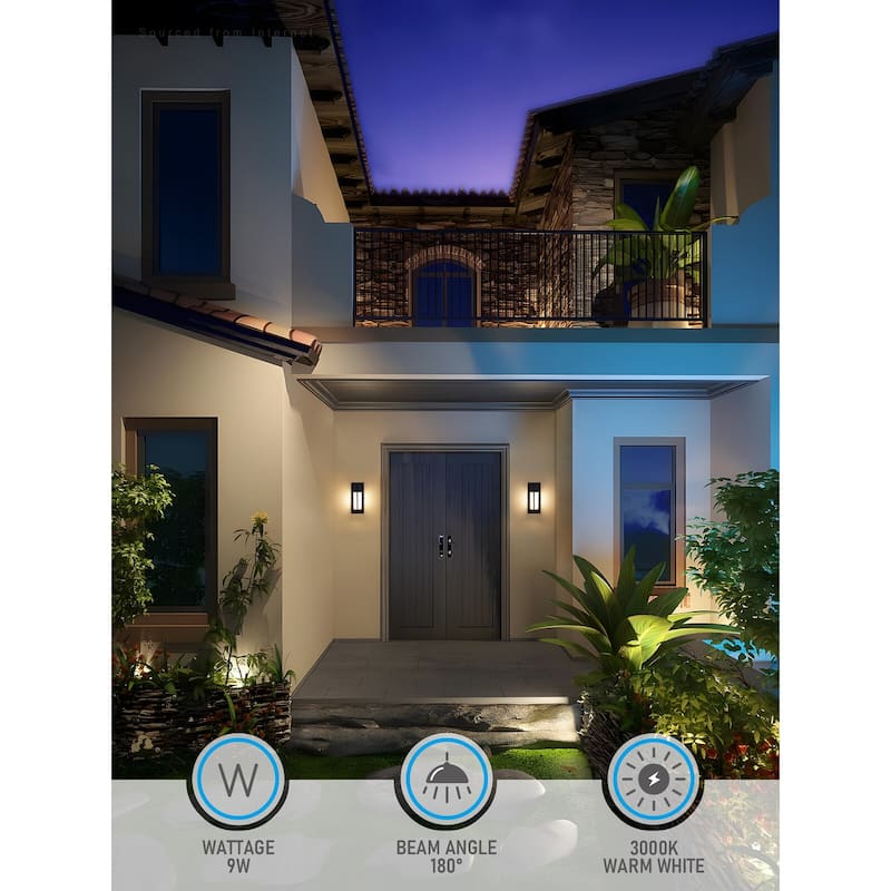 LED Exterior Wall Lights, 100-277V, 3000K Warm White - 2pack