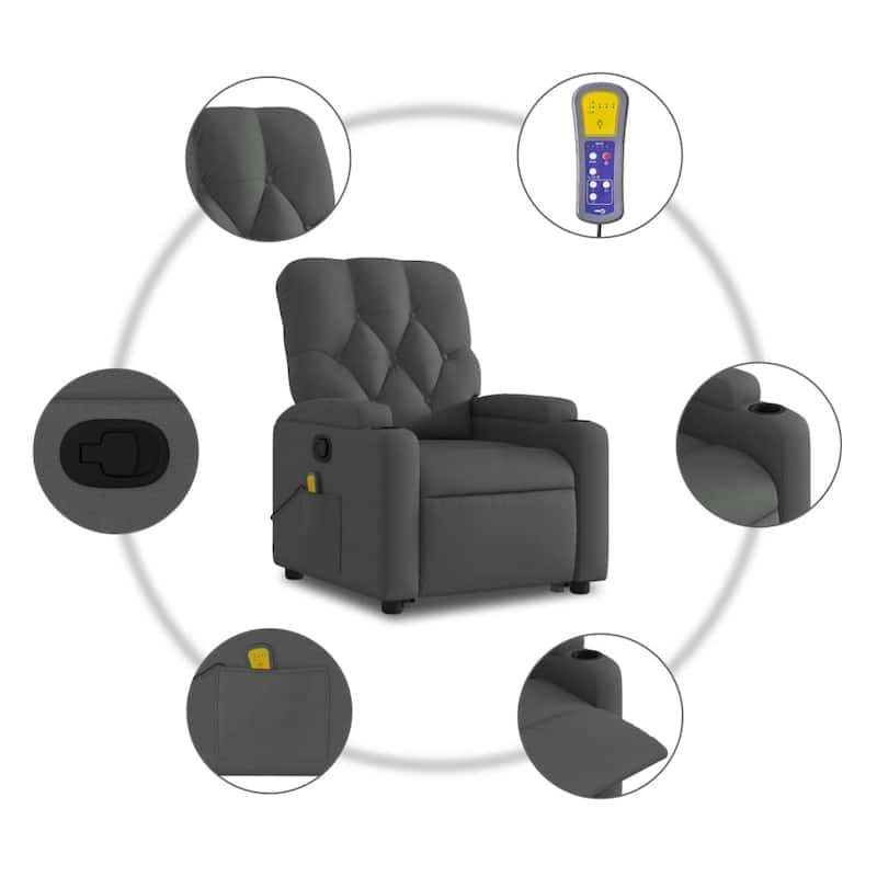 vidaXL Stand up Massage Recliner Chair Power Lift Wingback Armchair Fabric