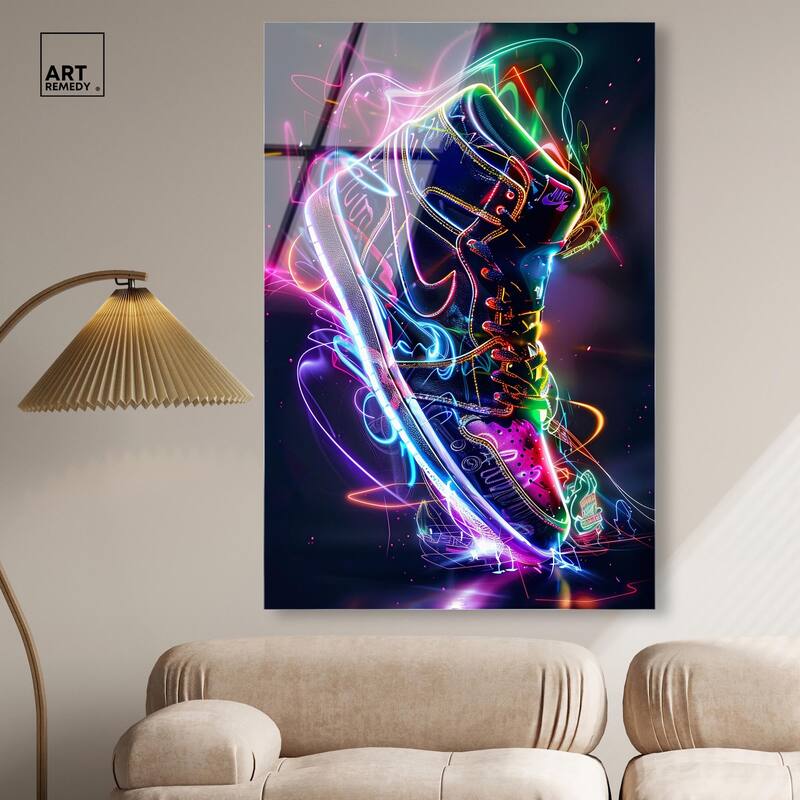 Bright Lights Sneaker Acrylic by Art Remedy, Ready to Hang