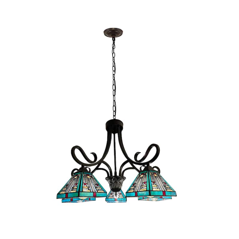Tiffany-Style Mission Design 5-light Blackish Bronze Chandelier