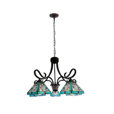 Tiffany-Style Mission Design 5-light Blackish Bronze Chandelier