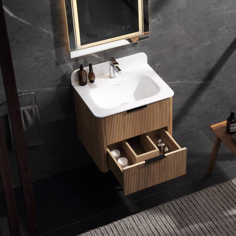 Modland 24" Wall-Mounted Bathroom Vanity with Acrylic Top Integrated Sink & Overflow
