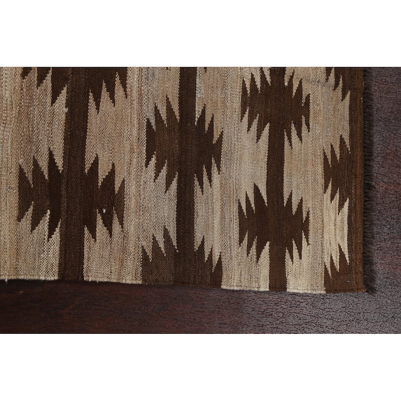 Natural Dye Geometric Tribal Kilim Oriental Area Rug Wool Flat-woven - 4'7" x 6'8"