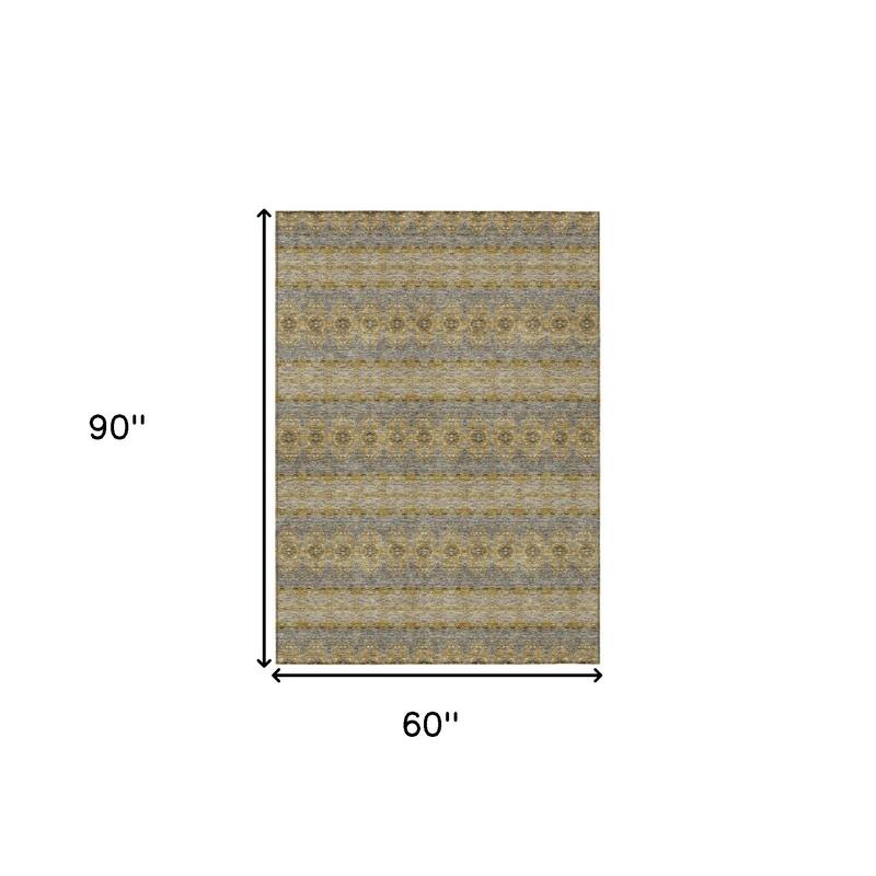 HomeRoots Floral Medallion Transitional Rectangle Outdoor Rug