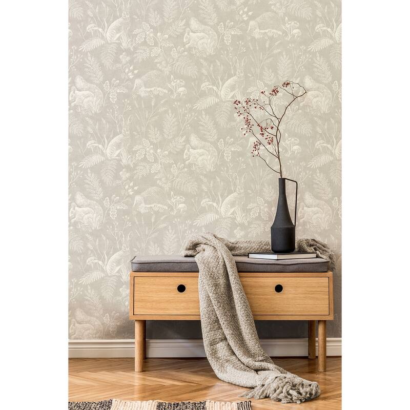 Woodland Light Grey Toile Wallpaper