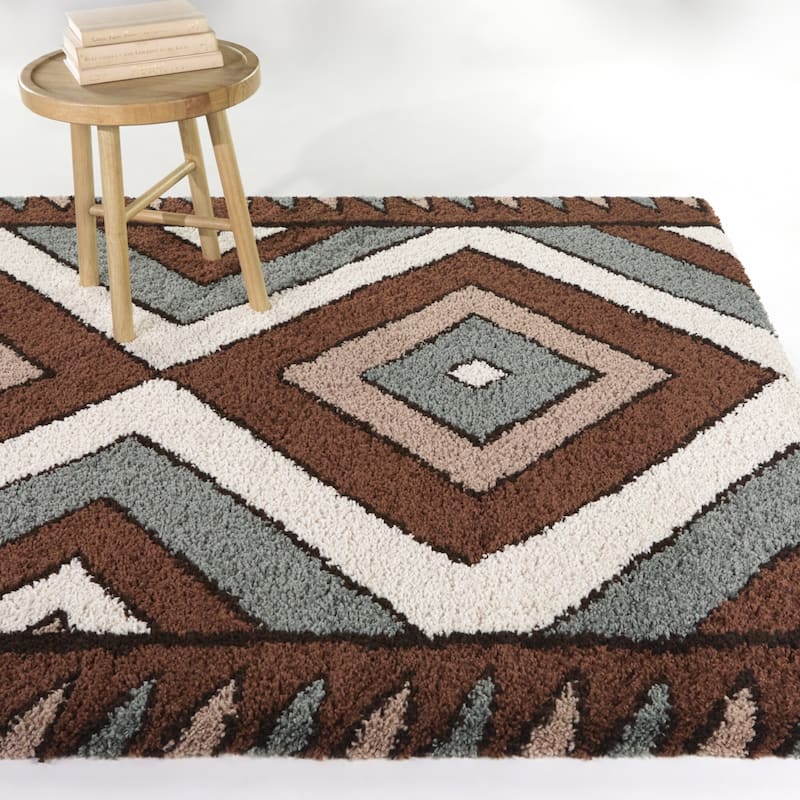 Brock Modern Geometric Area Rug - 7'10" x 10' - Brown - Rectangle