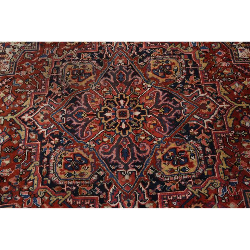 Hand Knotted Oriental 100% Wool Carpet Traditional Medallion Oranges & Rust Heriz Area Rug - 12' 10'' X 10' 2''