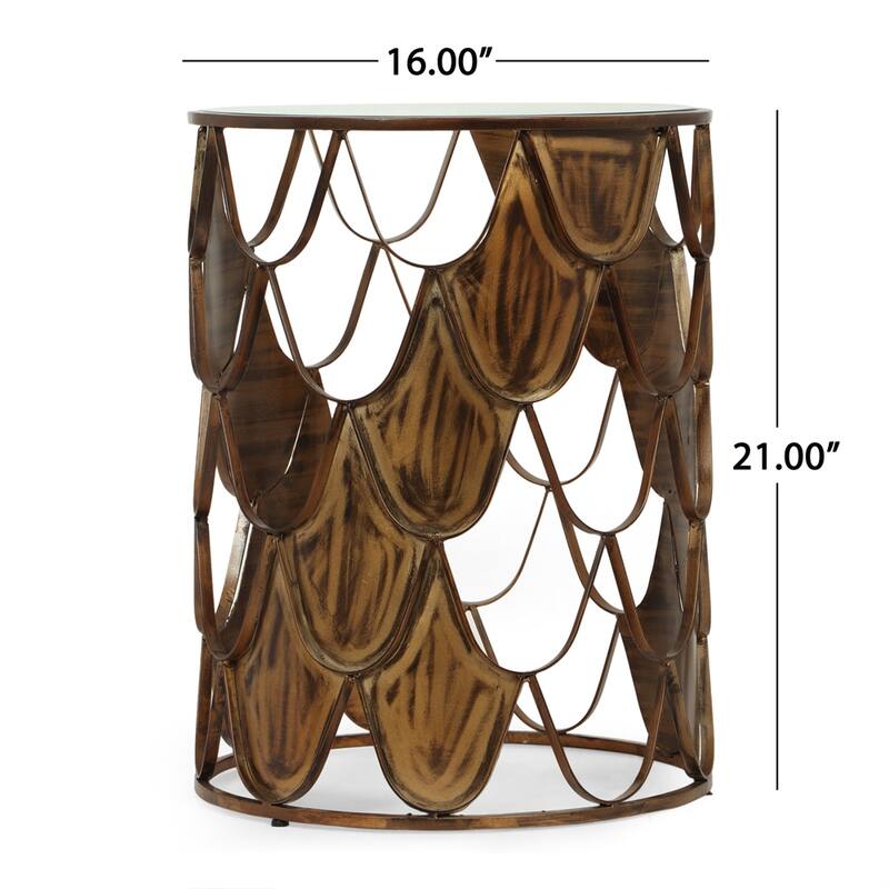 Side Table, with Round Tempered Glass Top
