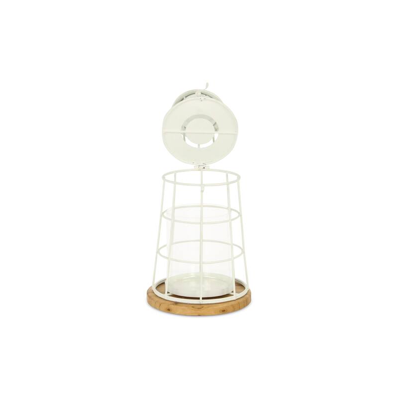 Caler White Metal Large Lighthouse Styled Lantern