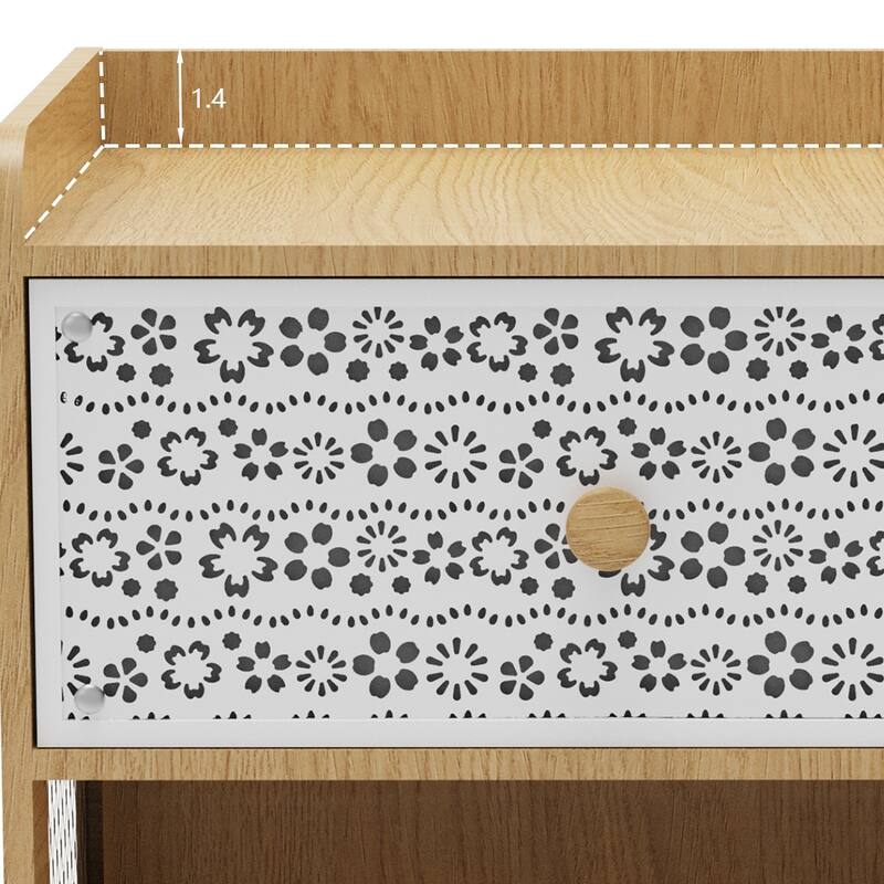 Nightstand with Metal Legs with Drawer Beside Table