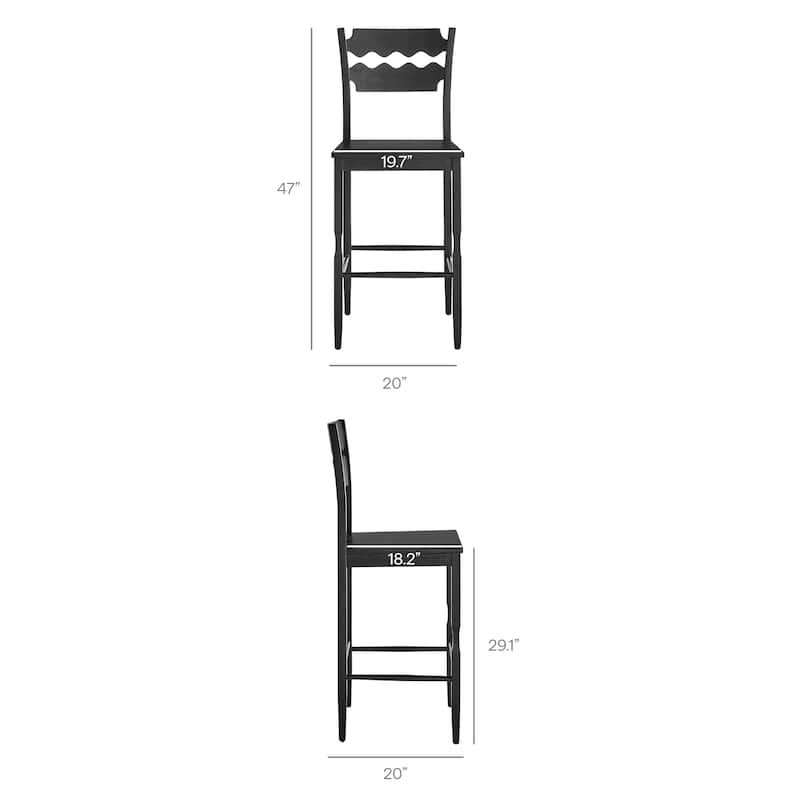 Jax Oak Wood Bar Stool With Wavy Razor Back