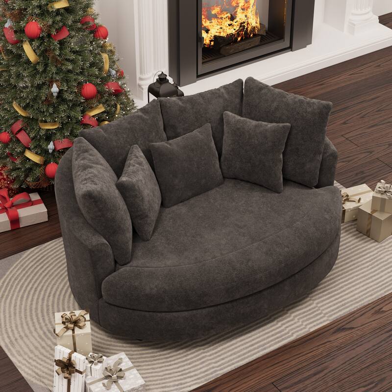 70.1"W Modern Chenille Loveseat with 7 Cushions,Oversized Accent chair