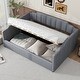 preview thumbnail 2 of 5, Full Size Linen Upholstered Daybed Frame with Underneath Storage, Gray