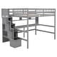 preview thumbnail 7 of 10, Full Size Loft Bed with Built-in Desk, Bookshelves and Storage Staircase