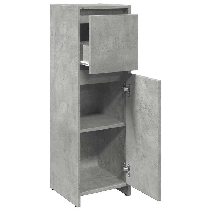vidaXL Bathroom Cabinet Concrete Grey Engineered Wood Small - 11.8 x 11.8 x 37.4 in