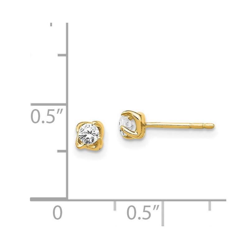 Curata 14k Yellow Gold Diamond Earrings - 4x4mm Wide