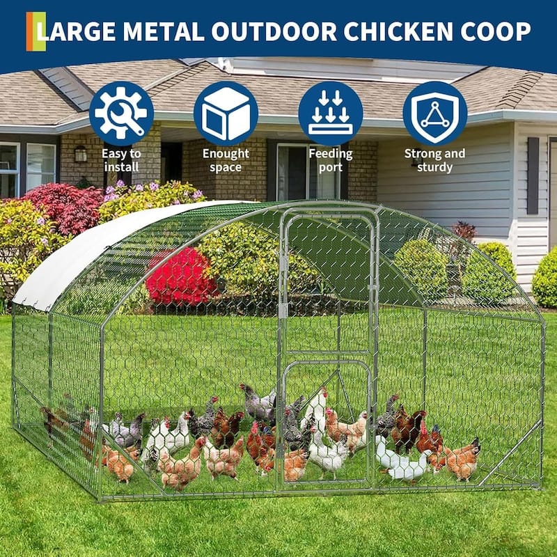 Metal Chicken Coop, Chicken Runs for Yard with Cover for Outdoor Farm Yard