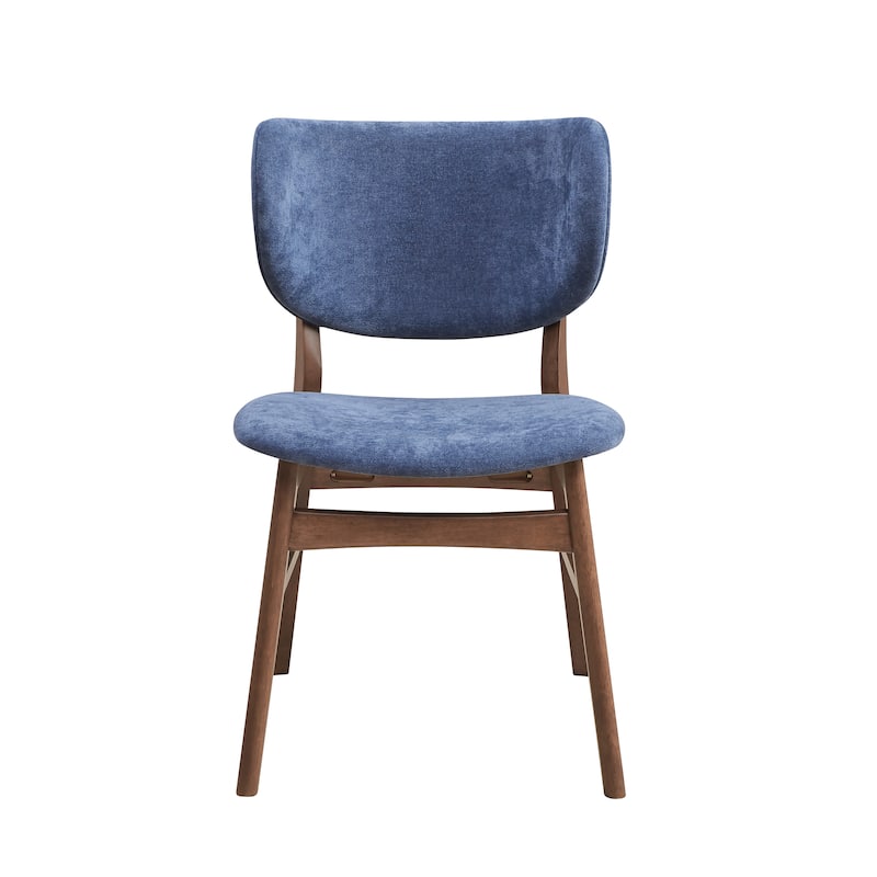Fabric Upholstered Side Chair Set of 2 with Wood Finish Padded Seat