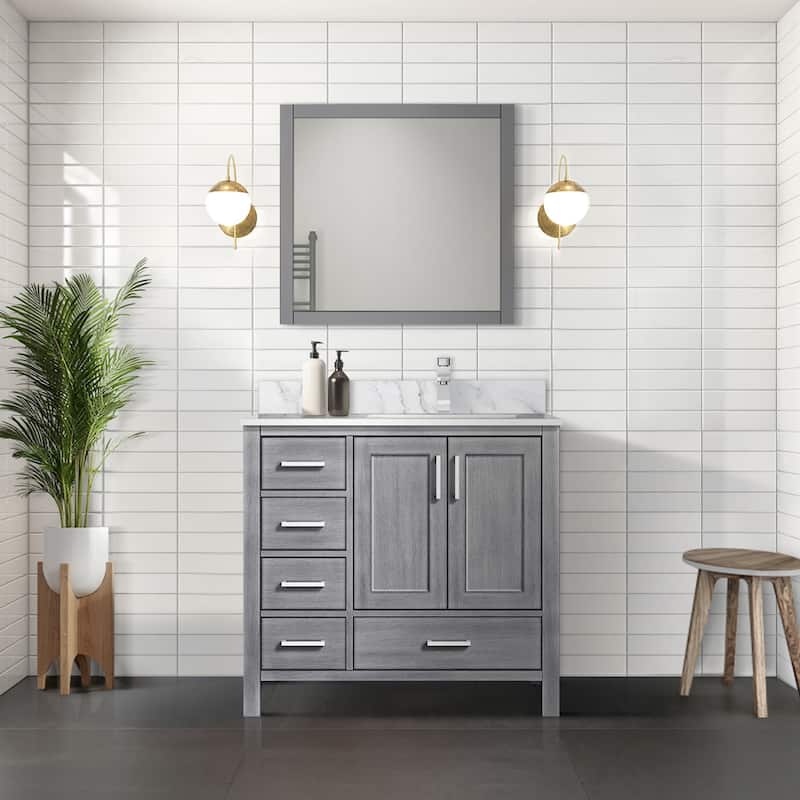 Jacques 36 in. W x 22 in. D Right Offset Distressed Grey Bath Vanity - Distressed Grey