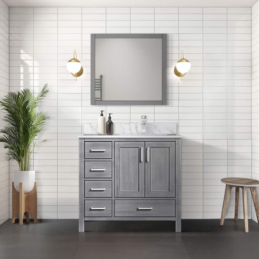 Jacques 36 in. W x 22 in. D Right Offset Distressed Grey Bath Vanity