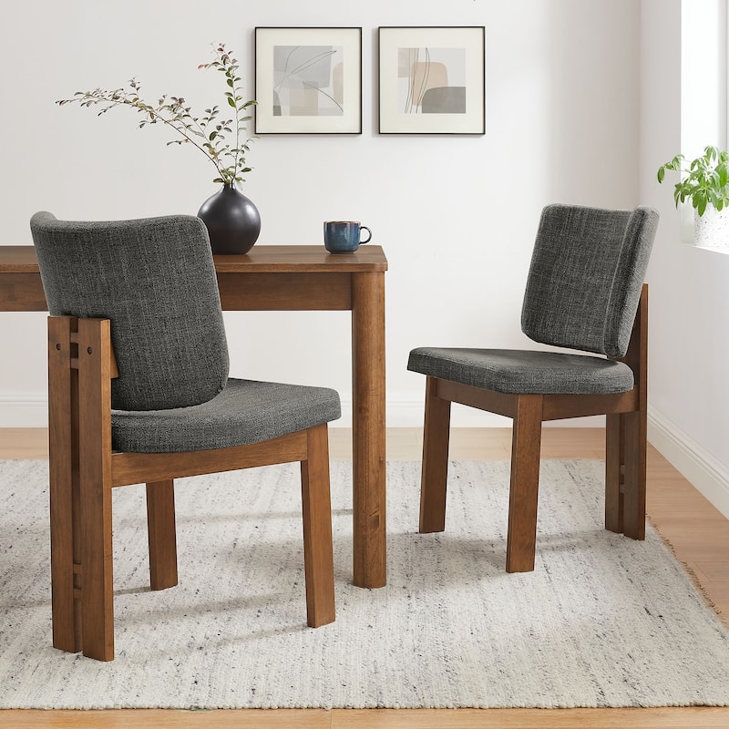 Alba Armless Upholstered Dining Chairs Set Of 2 - Charcoal