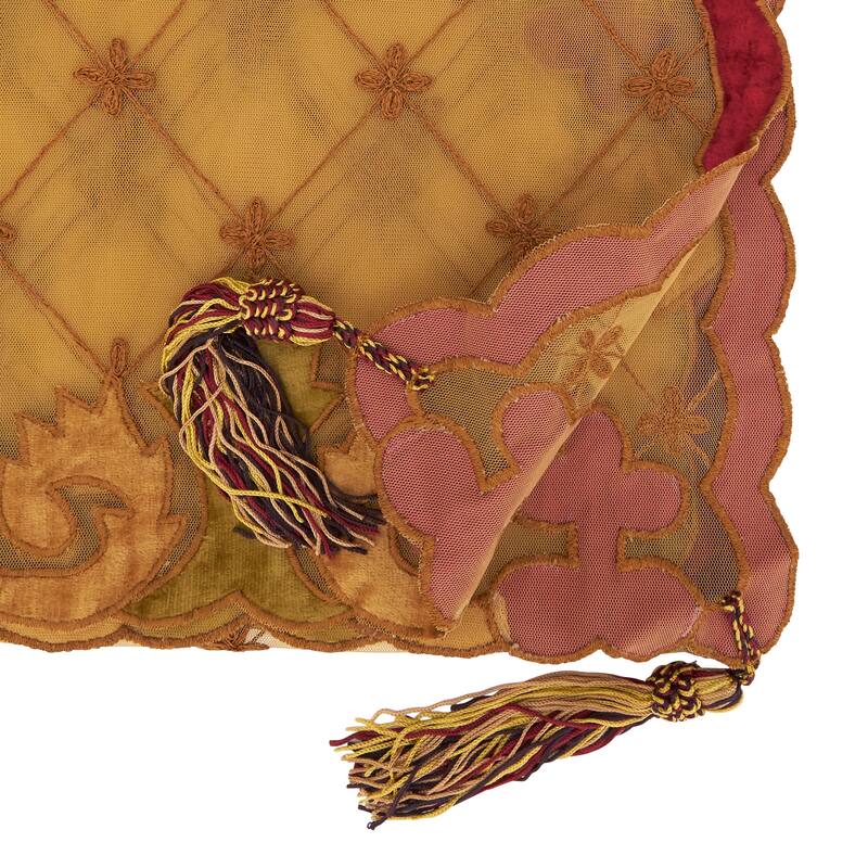 Table Runner with Embroidered Velvet Design