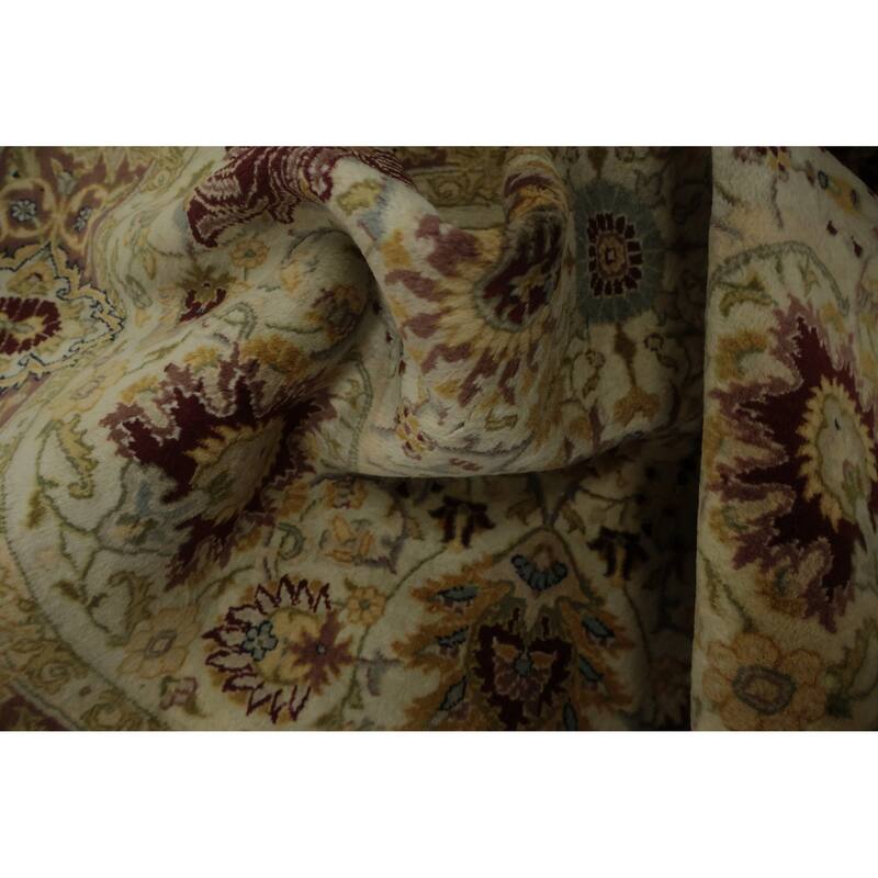 Hand Knotted Oriental 100% Wool Carpet Traditional Floral Beige & Ivories Ziegler Area Rug - 4' 1'' X 4' 1''
