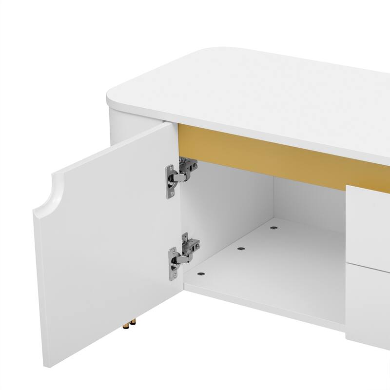 ​Modern Light Luxury TV Stand with 4 Drawers, 2 Storage Cabinets and 4 Metal Legs for Living Room and Home Theater