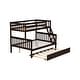 preview thumbnail 8 of 25, Twin Over Full Bunk Kids Bed Frame with Trundle, Detachable & Convertible Bed with Reversible Ladder & Guardrail, Espresso