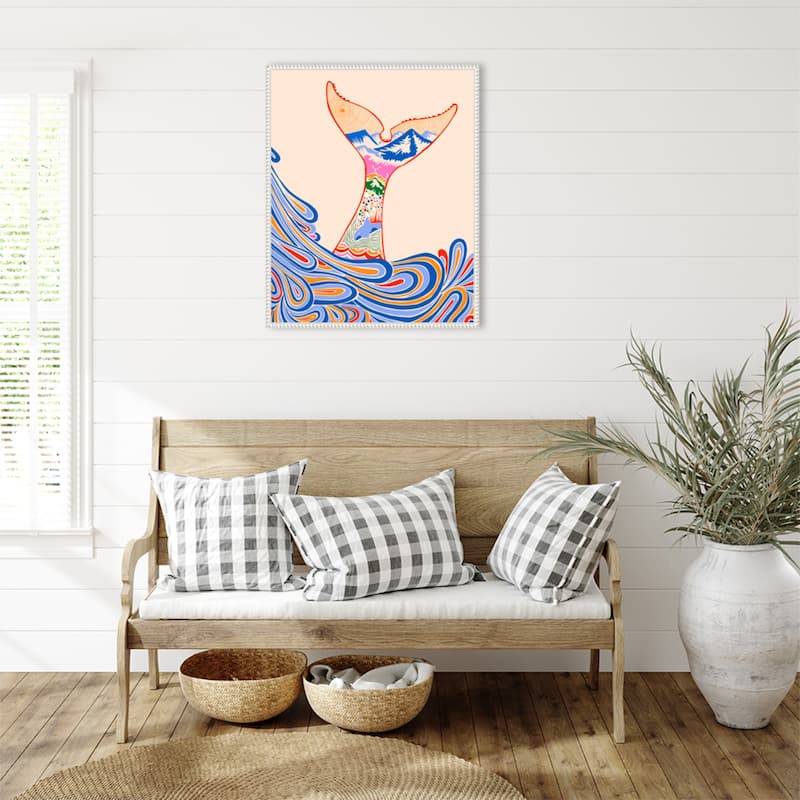 Feeling Blue Whale Tail by Kintsugi99 Framed Canvas Wall Art