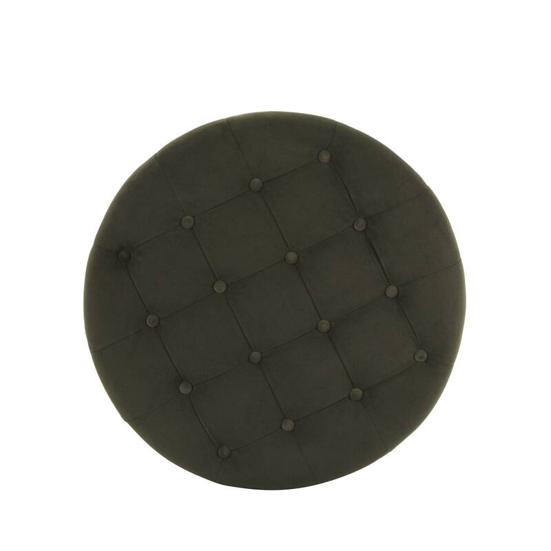 HomePop Button Tufted Round Storage Ottoman