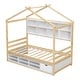 preview thumbnail 35 of 33, Twin Size Platform Bed wBedside-Shelves, Under Bed Storage Unit and Roof, Wood Low House Bedframe Daybed with Small Cabient