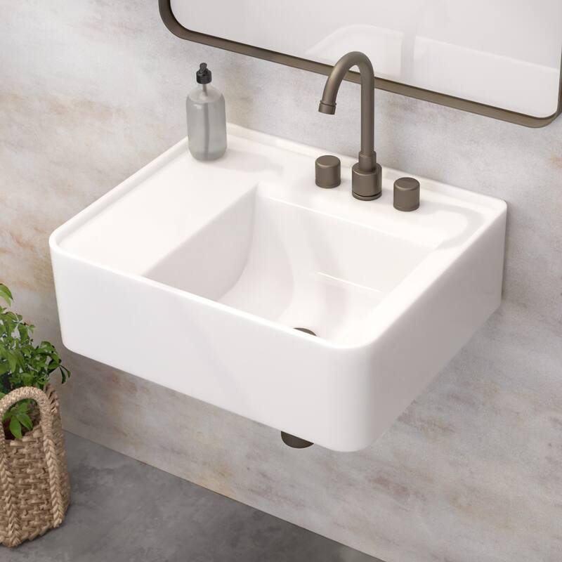 Whitehaus B-RA55-3H 21-5/8" Rectangular Vitreous China Wall Mounted