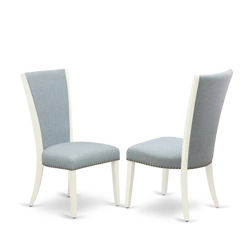 HomeStock 3-Pc Linen White Finish Round Solid Wood Top Dining Table Set