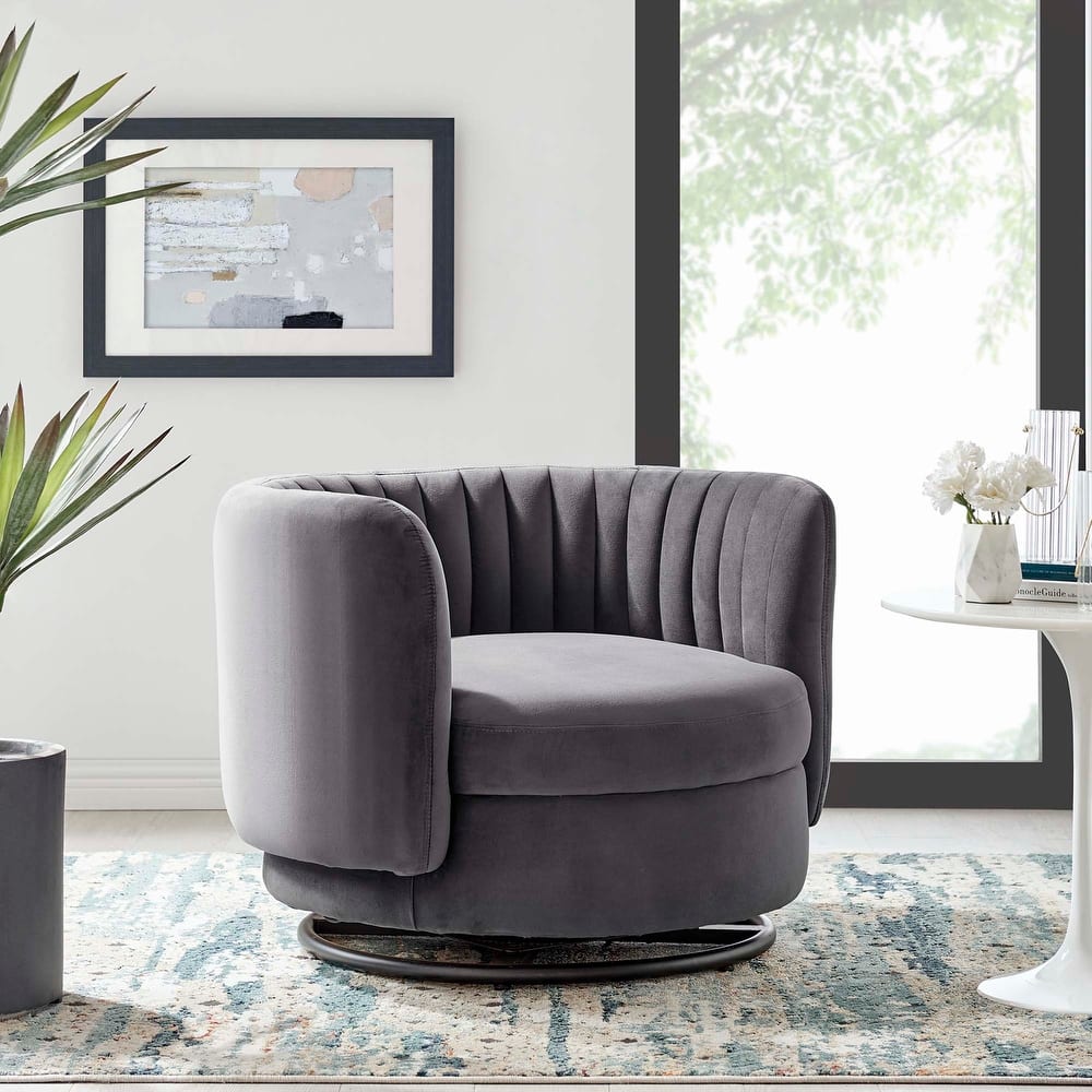 Embrace Tufted Performance Velvet Performance Velvet Swivel Chair