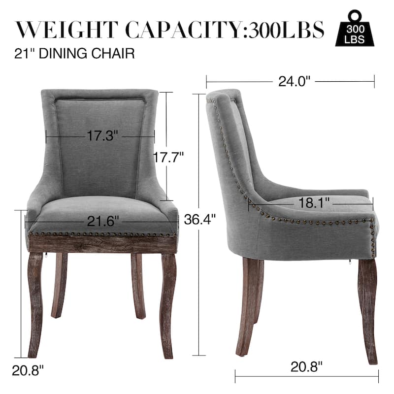 Traditional Tufted Ultra Upholstered Wingback Dining Chair Set of 6