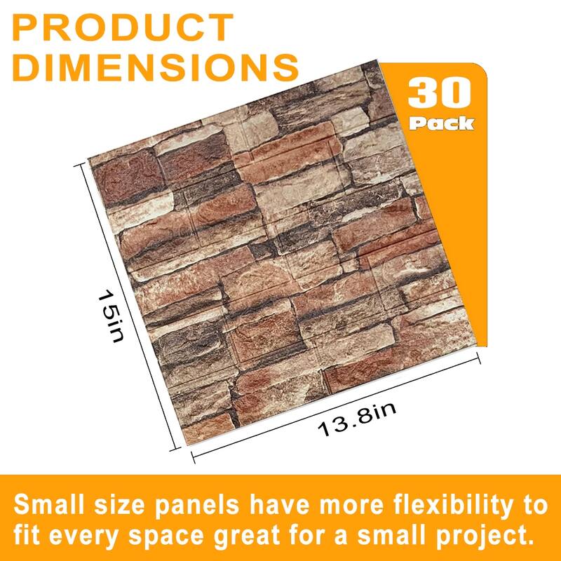 Art3D Vinyl Peel and Stick Stone Backsplash Tile ,15''x13.8'',20sheet