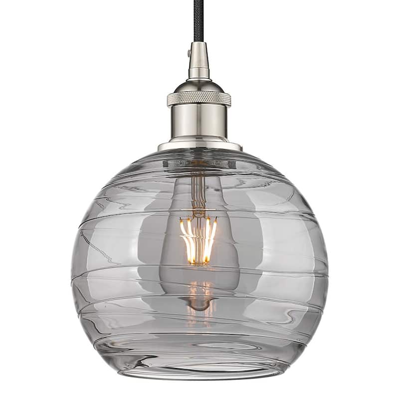Innovations Lighting 616-1P 10 8 Athens Deco Swirl Pendant Athens Deco - Polished Nickel / Light Smoke Deco Swirl