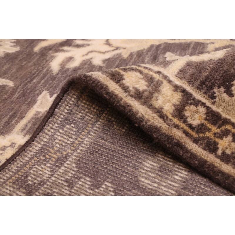 ECARPETGALLERY Hand-knotted Royal Oushak Dark Brown Wool Rug - 8'0 x 10'0