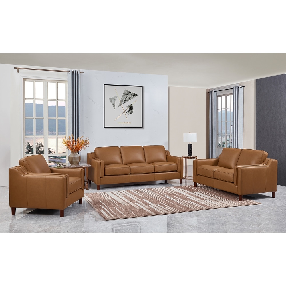 Traditional Living Room 2-Piece Sofa Loveseat & Chair Couch Set Faux Leather 