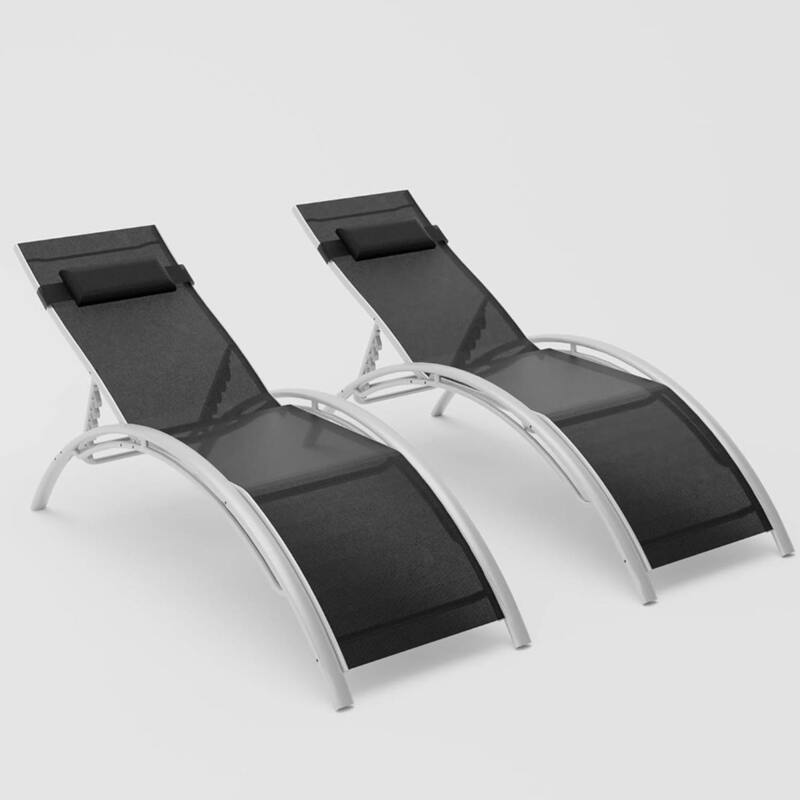 Patio Chaise Lounge Set of 2 for Poolside, Balcony, Backyard - N/A