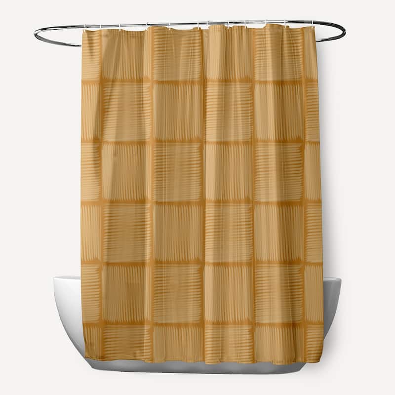 Basketweave Geometric Print Shower Curtain (71 x 74) - Gold