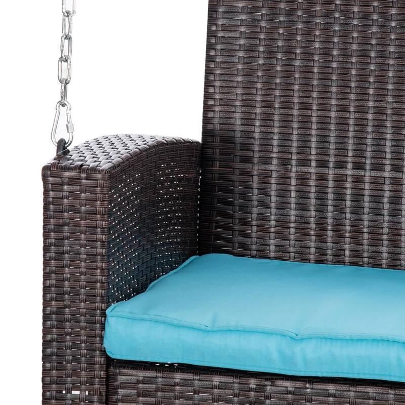 2-Person Wicker Hanging Swing Bench,Porch Swing Outdoor Chair,Cushions