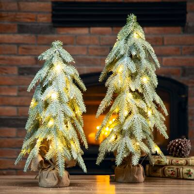 Glitzhome LED Lighted Christmas Frosted Table Tree