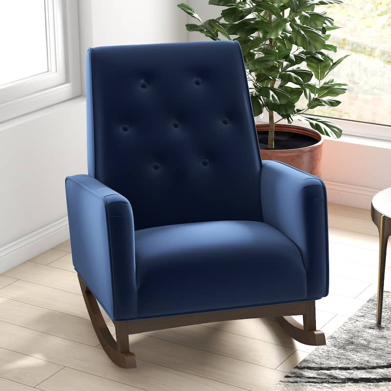 Westham Modern Indoor Nursery Rocking Armchair for Bedroom and Livingroom - Blue Velvet
